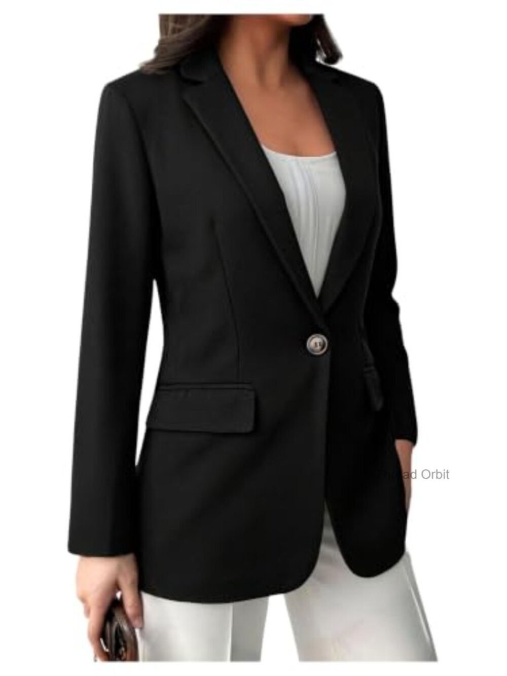Women's One Button Notch Lapel Blazer Business Casual Jacket